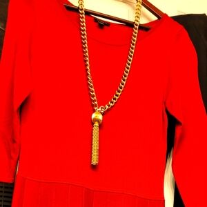 Ann Taylor Red Knit Long Sleeve Dress
